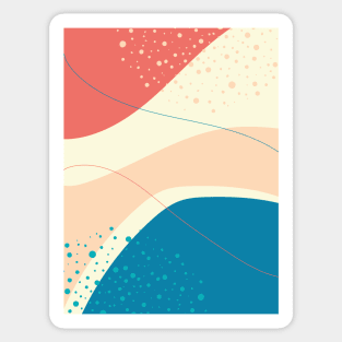 Modern Abstract Organic Shapes in Yellow, Peach, Salmon and Blue Sticker